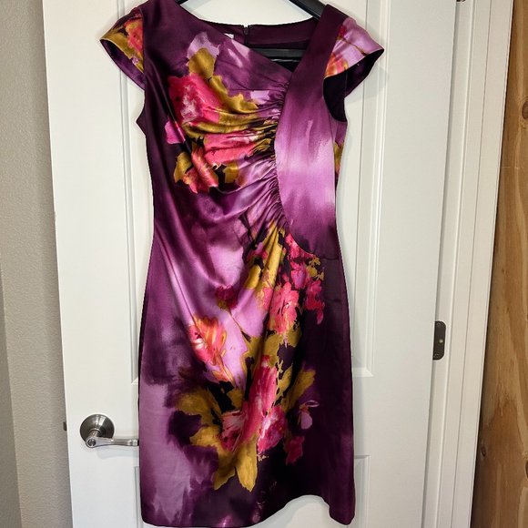 Kay Unger Pink and Yellow Asymmetrical Dress - Picture 2 of 6